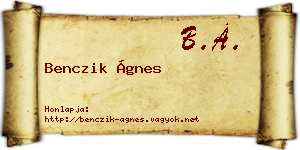Benczik Ágnes névjegykártya